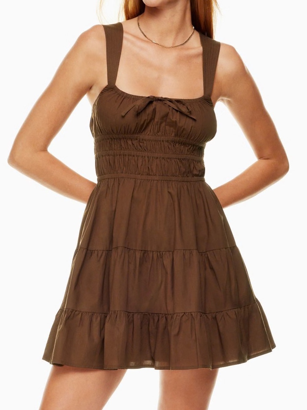 Aritzia Sunday Best Limited Edition “Cognac” Brown Martine Poplin Dress